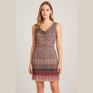 EUC Dana Buchman Tropical Beauty Dress Size Large L Pink Black Ikat